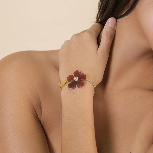 Браслет Nature Bijoux, Hibiscus, с перламутром и цветком из рога, NB25.1-13-44080 красный фото 5